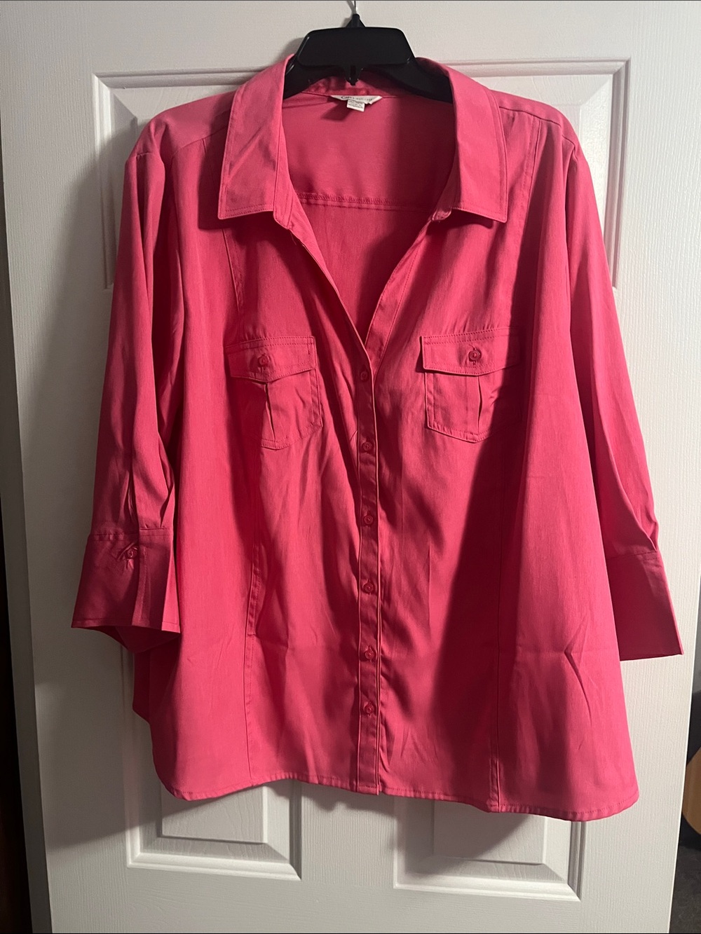 Cato Bright Pink Button-Front Utility Shirt